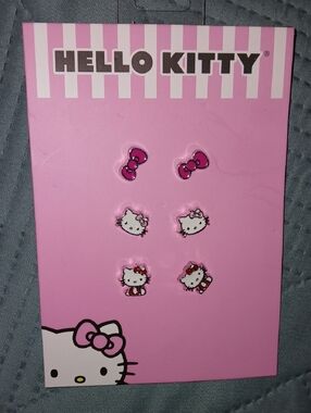 Hello Kitty By SANRIO Pink Bow & Character Stud Earring Set Of 3
